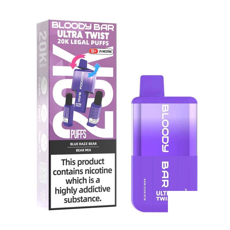 Bloody Bar Ultra Twist 20000 Legal Big Puff Device - Blue Razz Bear & Bear Mix 20mg Legal Big Puff Device Bloody Bar