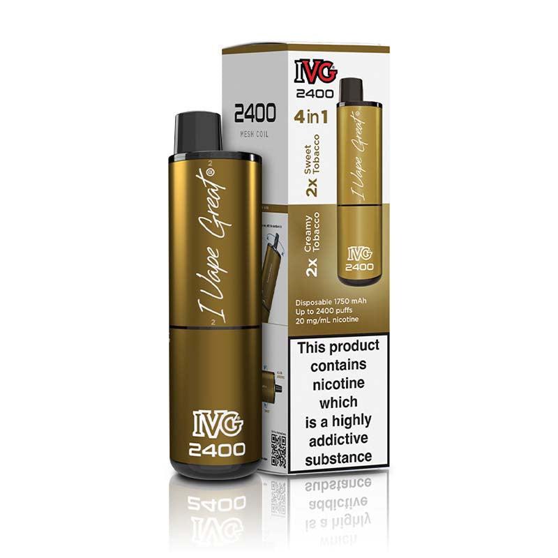 IVG 2400 4 in 1 Disposable Vape - Tobacco Edition 20mg Legal Big Puff Device IVG