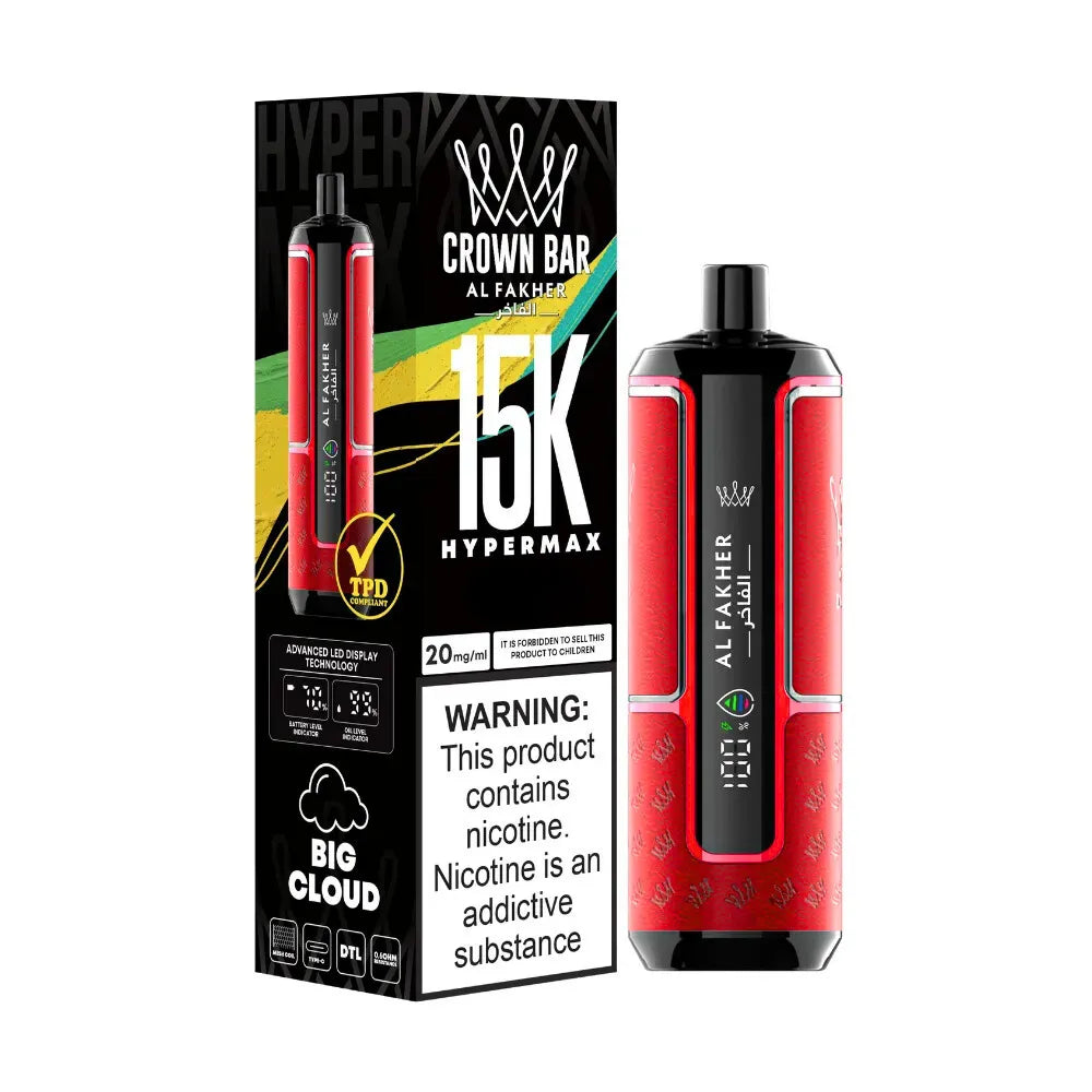 Al Fakher Crown Bar Hypermax 15k Puffs Disposable Vape Pod - Cherry Ice Disposable Vape Pod Al Fakher