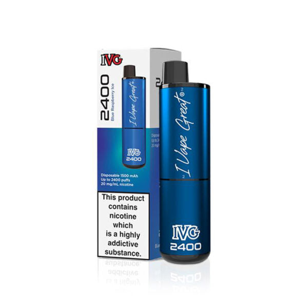 IVG 2400 Disposable Vapes Bulk Box Of 5 Disposable IVG Blue Raspberry Ice  