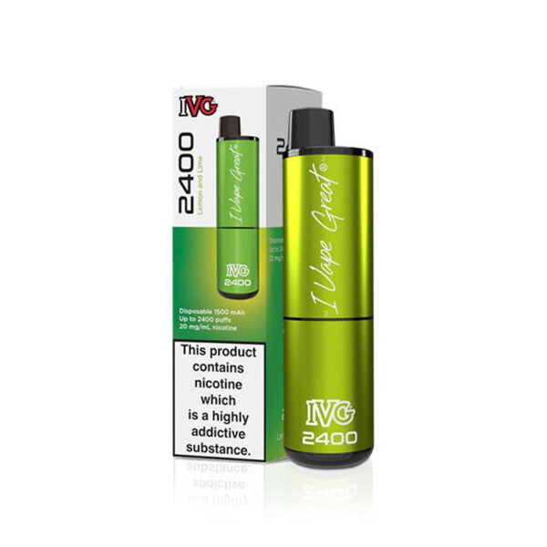 IVG 2400 Disposable Vapes Bulk Box Of 5 Disposable IVG Lemon & Lime  