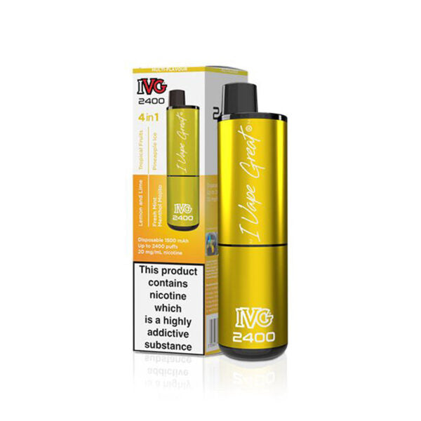 IVG 2400 Disposable Vapes Bulk Box Of 5 Disposable IVG Yellow Edition  