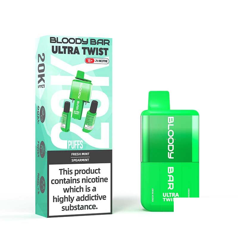 Bloody Bar Ultra Twist 20000 Legal Big Puff Device - Fresh Mint & Spearmint 20mg Legal Big Puff Device Bloody Bar