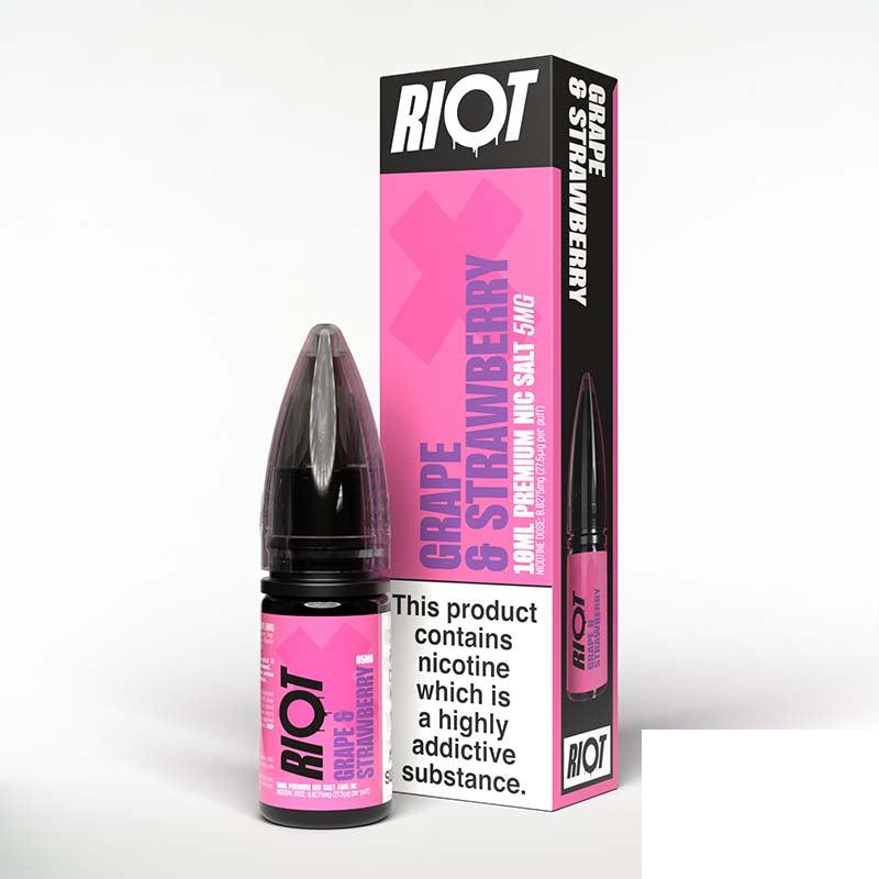 Riot X 5mg Nic Salt - Grape & Strawberry 5mg 10ml Nic Salt Riot E Liquid