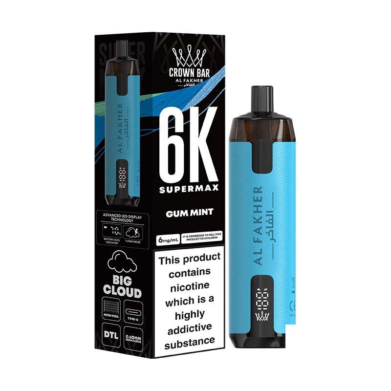 Al Fakher AF6000 Supermax Legal Big Puff Device - Gum Mint 6mg Legal Big Puff Device Al Fakher