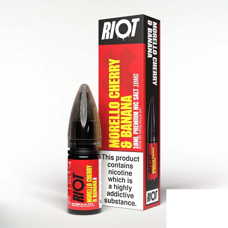 Riot X 10mg Nic Salt - Morello Cherry & Banana 10mg 10ml Nic Salt Riot E Liquid
