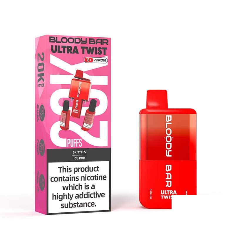 Bloody Bar Ultra Twist 20000 Legal Big Puff Device - Skittlez & Ice Pop 20mg Legal Big Puff Device Bloody Bar
