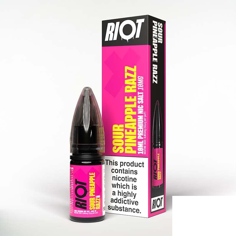 Riot X 10mg Nic Salt - Sour Pineapple Razz 10mg 10ml Nic Salt Riot E Liquid