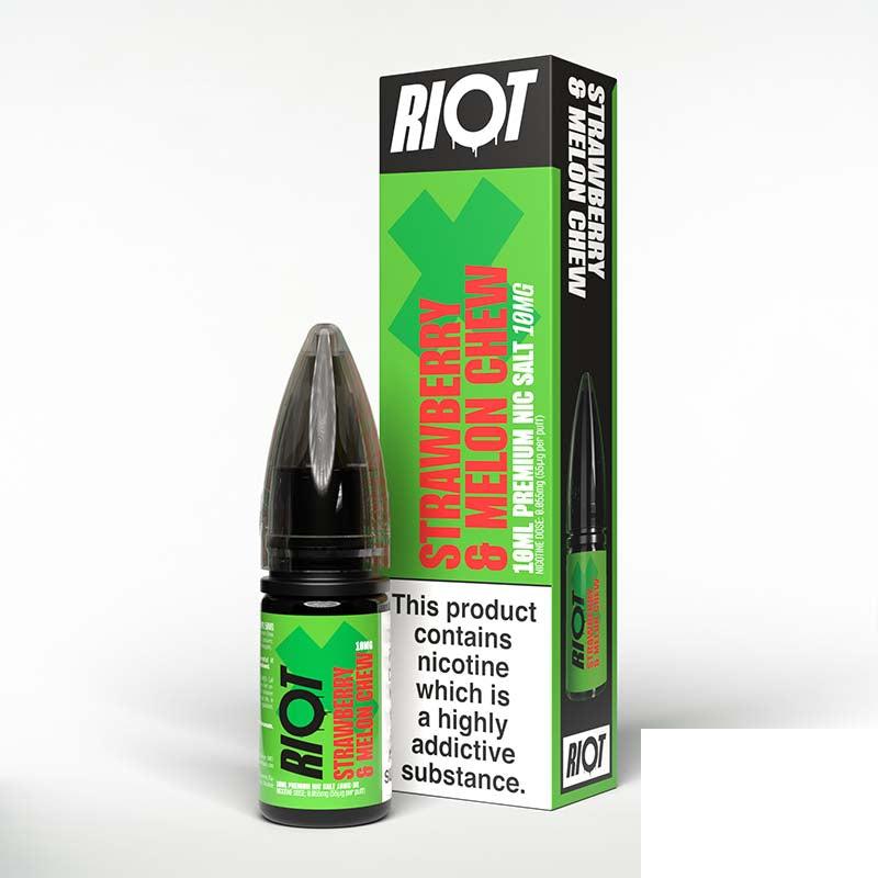 Riot X 10mg Nic Salt - Strawberry & Melon Chew 10mg 10ml Nic Salt Riot E Liquid
