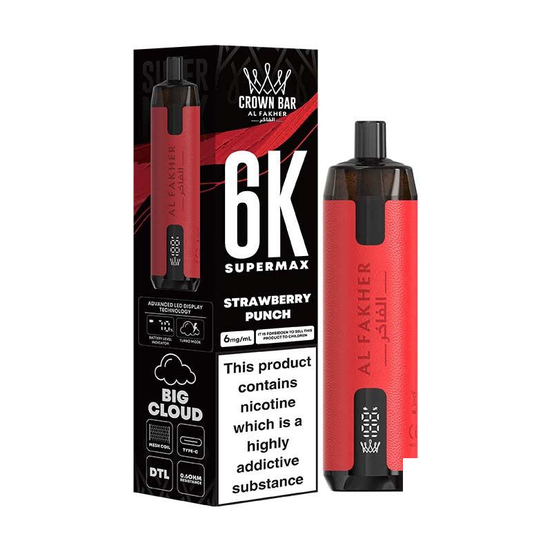 Al Fakher AF6000 Supermax Legal Big Puff Device - Strawberry Punch 6mg Legal Big Puff Device Al Fakher