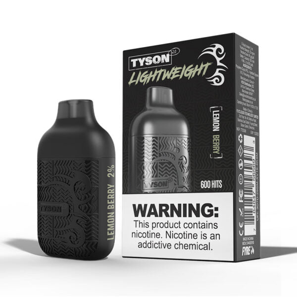Bulk Buy Tyson 2.0 Disposable Vapes Box of 10 Disposable Tyson Lemon Berry  