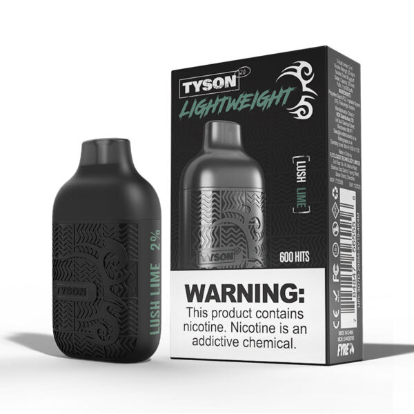 Bulk Buy Tyson 2.0 Disposable Vapes Box of 10 Disposable Tyson Lush Lime  